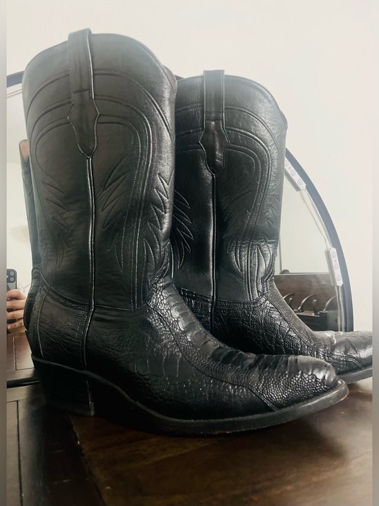 Cowtown Other - Black genuine ostrich leg cowboy boots